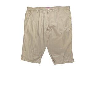 Woman Within Natural Fit Beige 5-Pocket Capri Pants Size 28WP Soft 100% Cotton